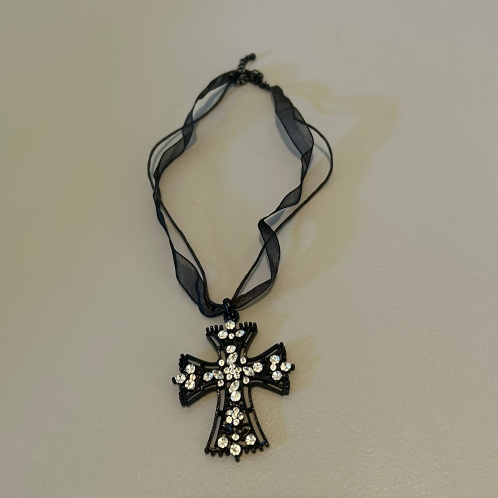 Cross bejeweled necklace